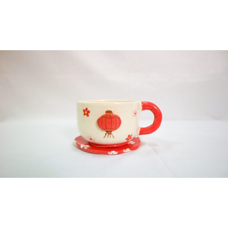 [DEFECT] Mug gelas motif karakter lampion 3D imlek v7  | Handmade Cup | Produk kerajinan tangan kera