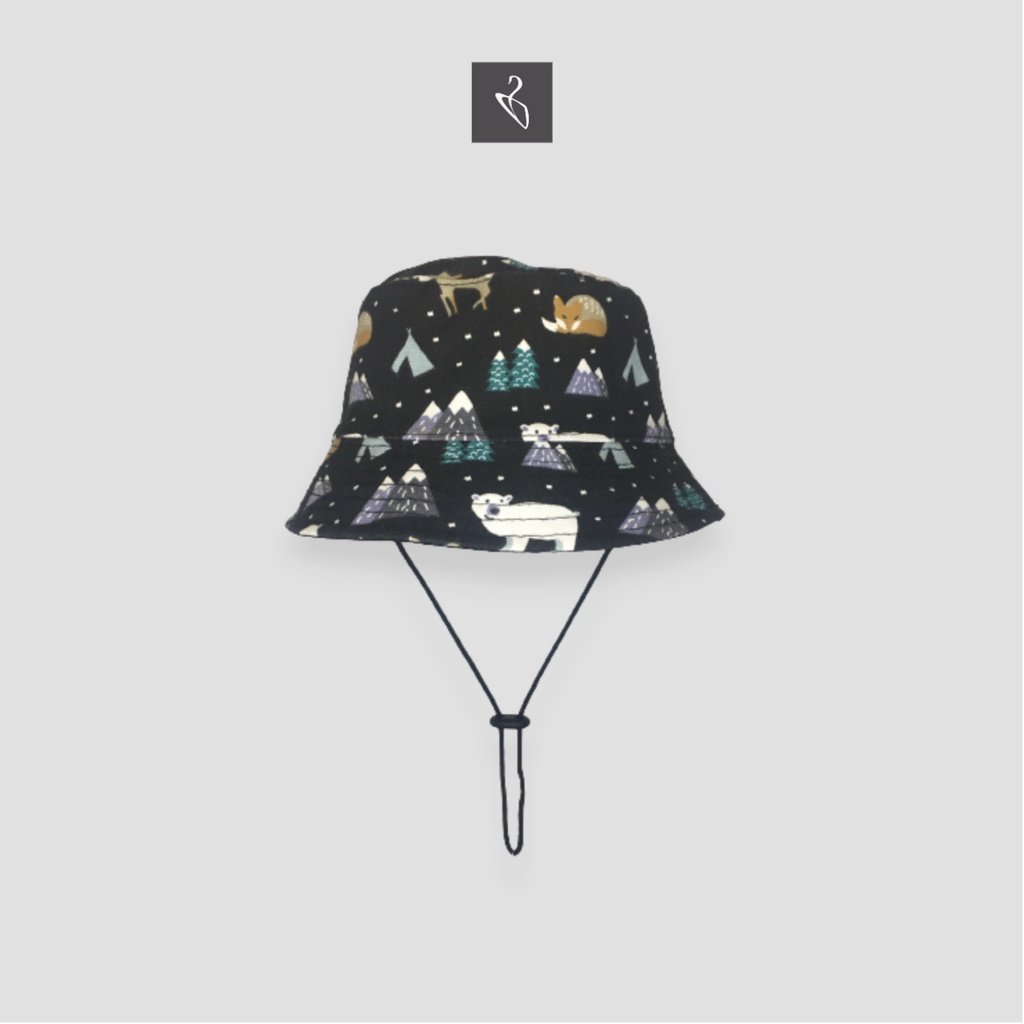 Topi Bucket Hat Anak Tali Motif Animal Hewan