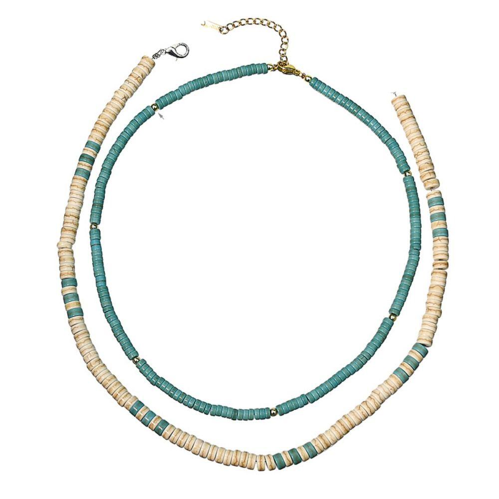 Needway Turquoise Kalung Halus Etnik Bulan Fashion Aksesoris Pakaian Manik Fashion Perhiasan