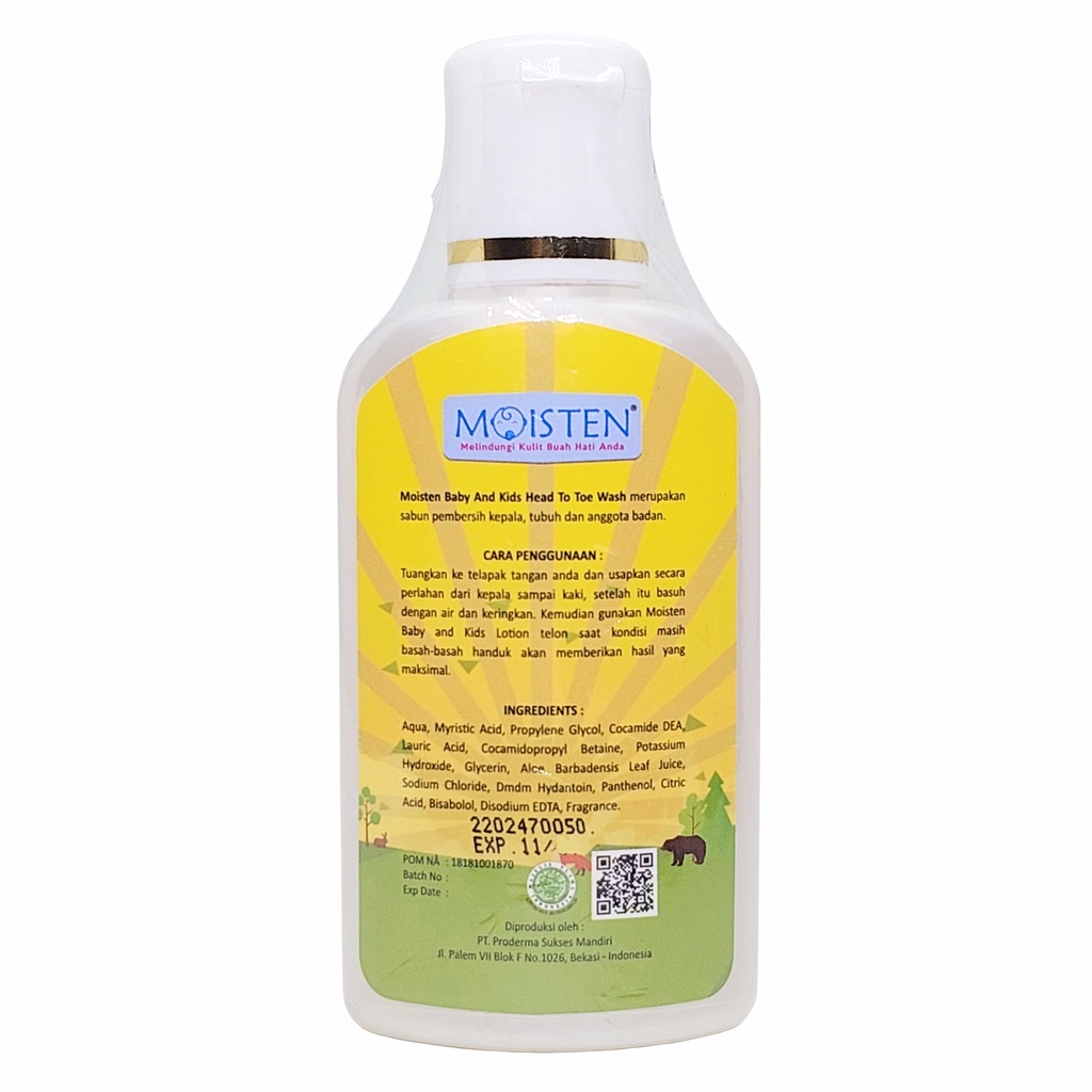 Moisten 60ml Baby and Kids Head to Toe Wash Sabun Sampo Bayi