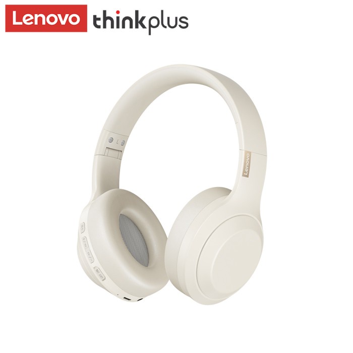 headset bluetooth THINKPLUS LENOVO TH10 HEADPHONE BLUETOOTH HEADSET EARPHONE V5.0 - Beige(C3M8) head