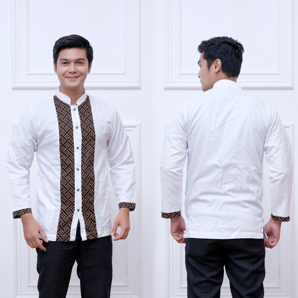 BAJU KOKO LENGAN PANJANG PRIA DEWASA WARNA PUTIH