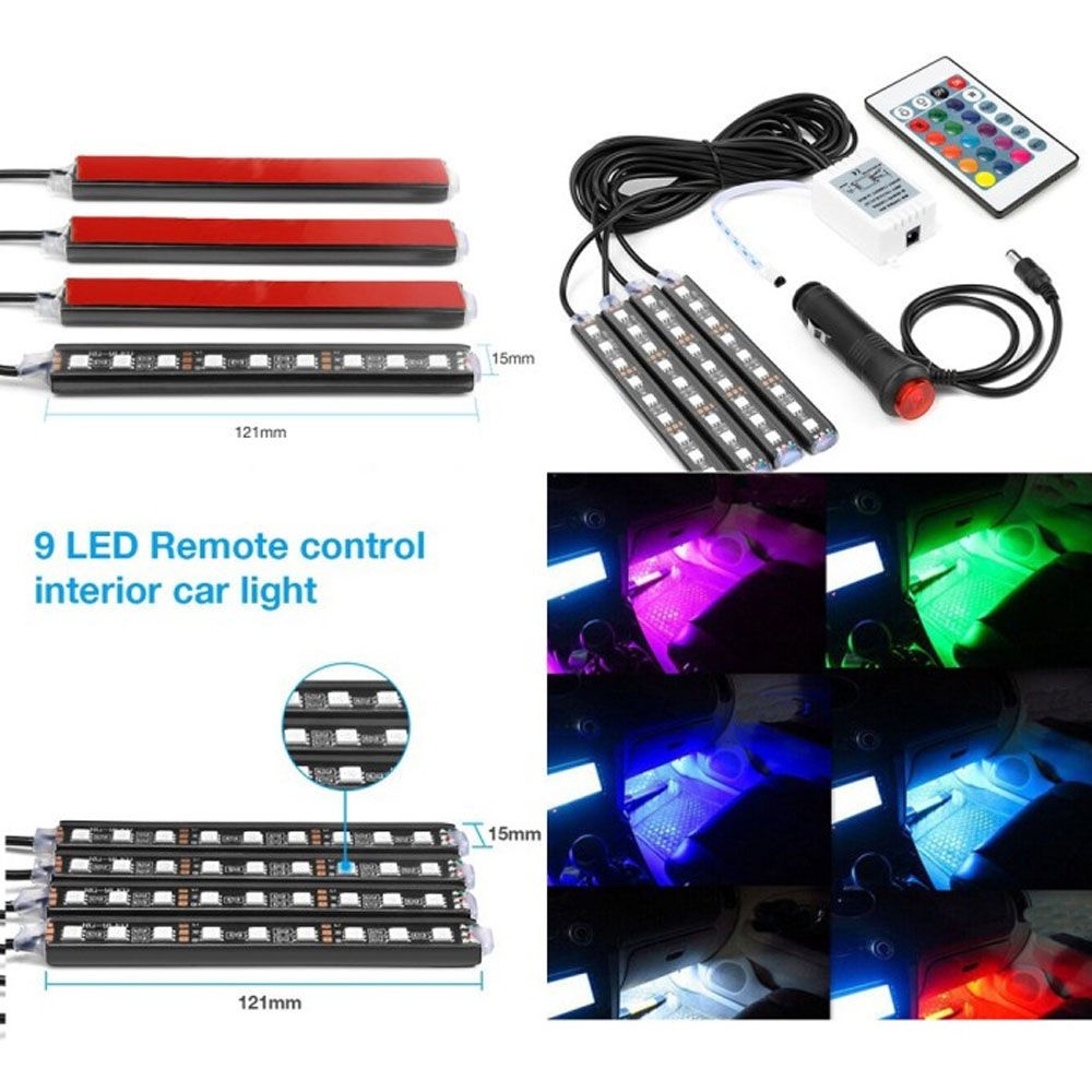 Lampu LED Kolong Dashboard Mobil RGB - Lampu Dekorasi Interior Mobil RGB Berubah Warna-warni - Lampu Led Kolong Dashboard Dan Jok + Remote