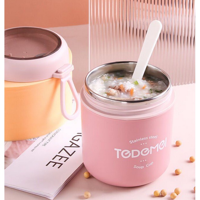 TEDEMEI Termos Sup Cangkir Sup / Kotak Makan Anak Stainless 304 / Kids Lunch Box Set Soup Cup 6713