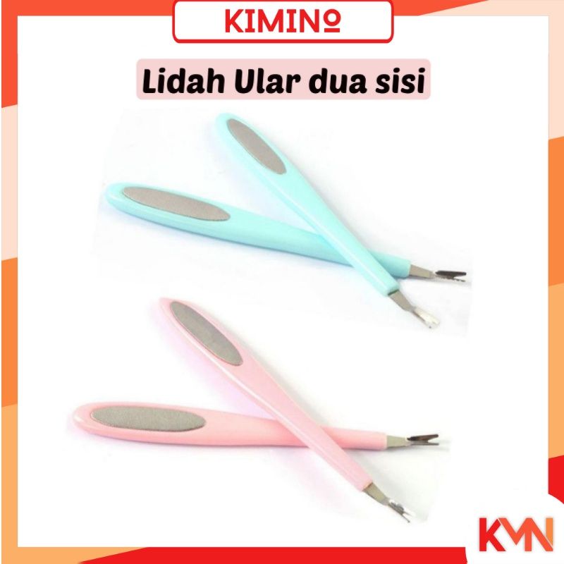 Manicure Cuticle Pusher Pendorong Kutikula Penghilang Sel Lidah Ular Dua Sisi