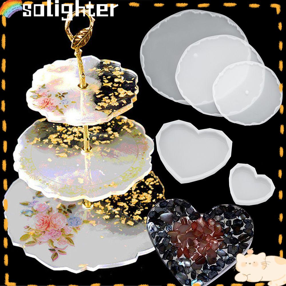 Solighter Tray Cetakan Silikon Love Heart Resin DIY Art Coaster Silicone Mould