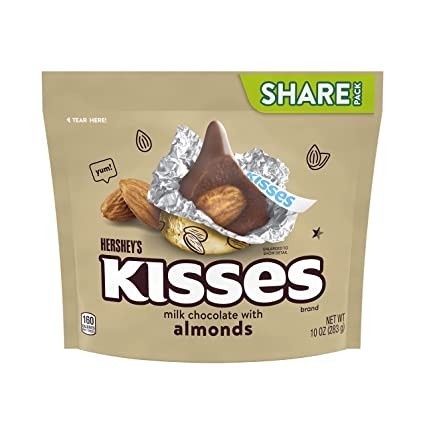 

HERSHEY'S KISSES Milk Chocolate and Almond Candy Share Size [283 gr]