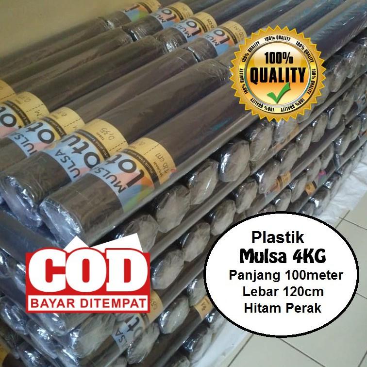 AAJ plastik mulsa pertanian hitam perak 1 rol roll plastik pagar tanaman sawah LOTUS 4Kg 120cm X 100