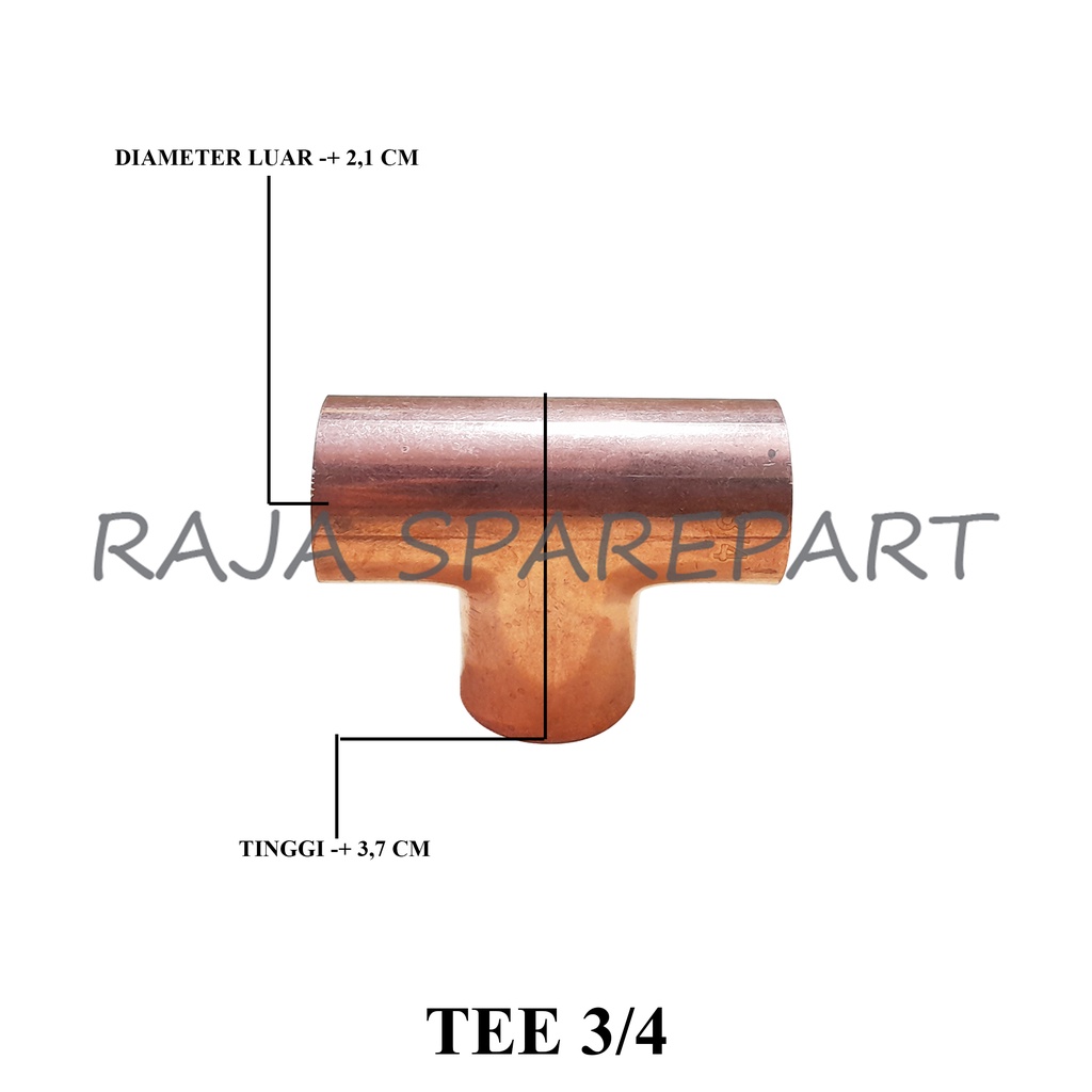 T3/4 TEE TEMBAGA UNTUK PIPA UKURAN 3/4&quot; / SAMBUNGAN PIPA TEMBAGA TEE UKURAN 3/4&quot;