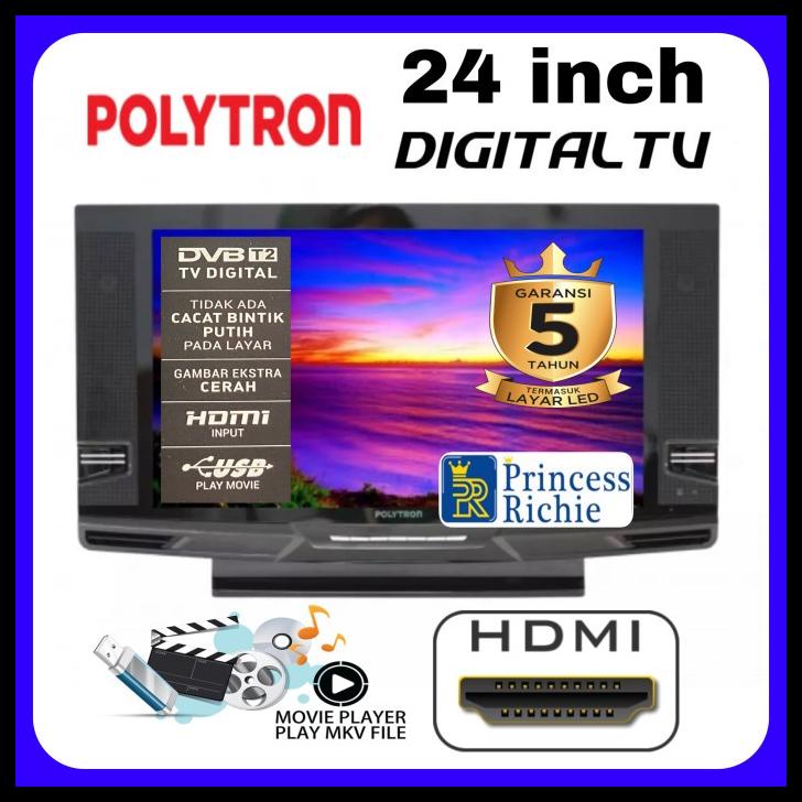 Tv Led Polytron 24 Inch 24D123 Model Tabung