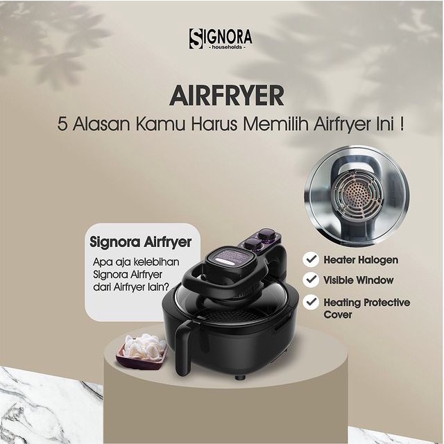 Digital Air Fryer Signora Kapasitas 5 Liter / Menggoreng Tanpa Minyak