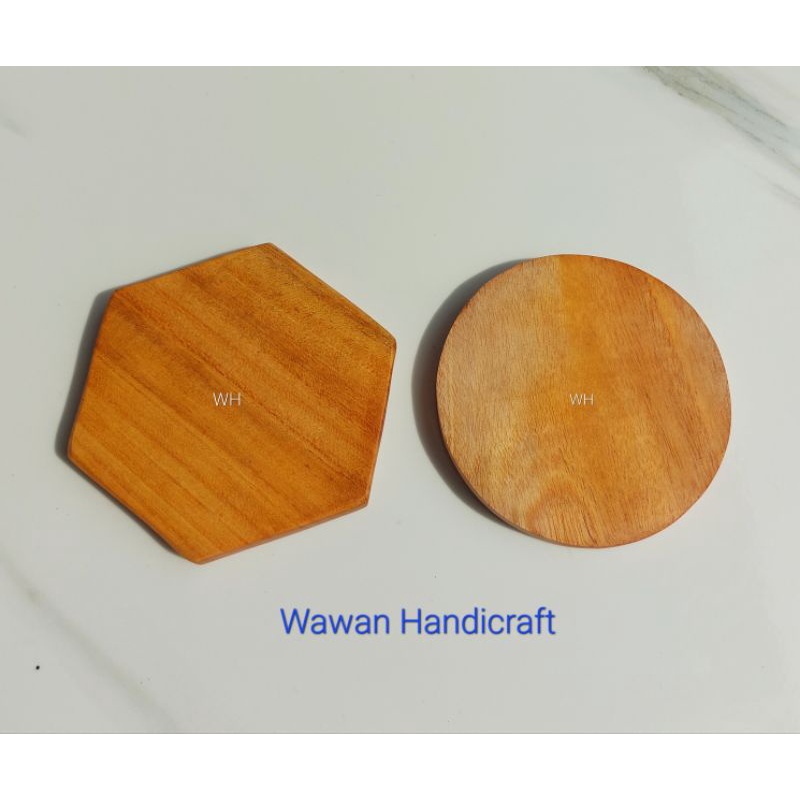tatakan kayu/tatakan gelas/coaster kayu mahoni (Bisa Grafir)