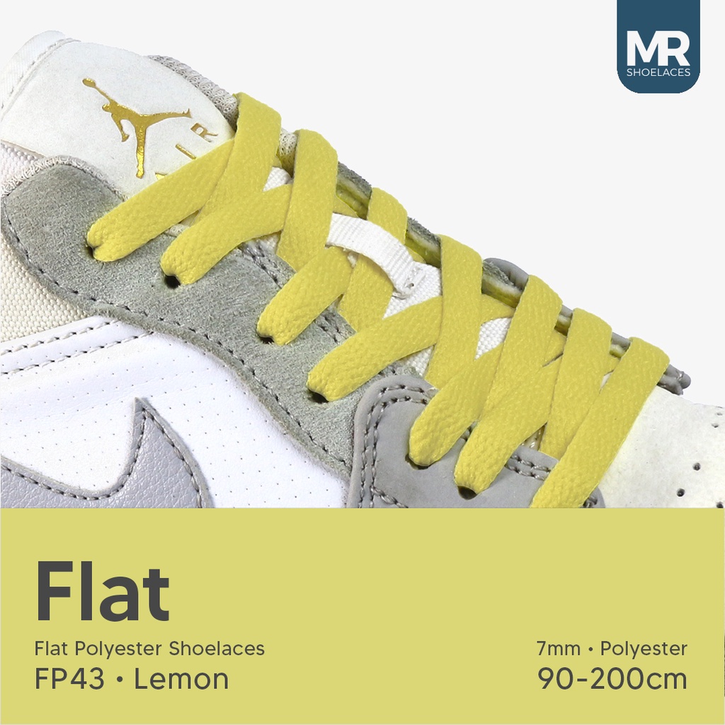 MR Shoelaces FP43 Lemon (Kuning) Tali Sepatu Polyester Pipih Flat 7mm 80cm 90cm 100cm 120cm 130cm 150cm 180cm 200cm untuk Sneakers - Premium Shoelace