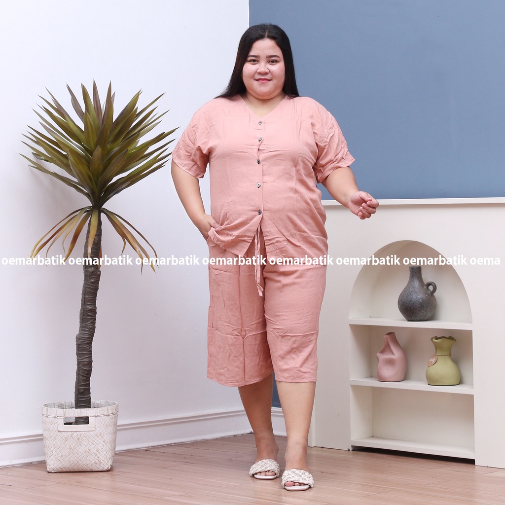 SETELAN PIYAMA JUMBO LD 130 | PIYAMA KANCING POLOS | PIYAMA RAYON POLOS | PIYAMA HITS