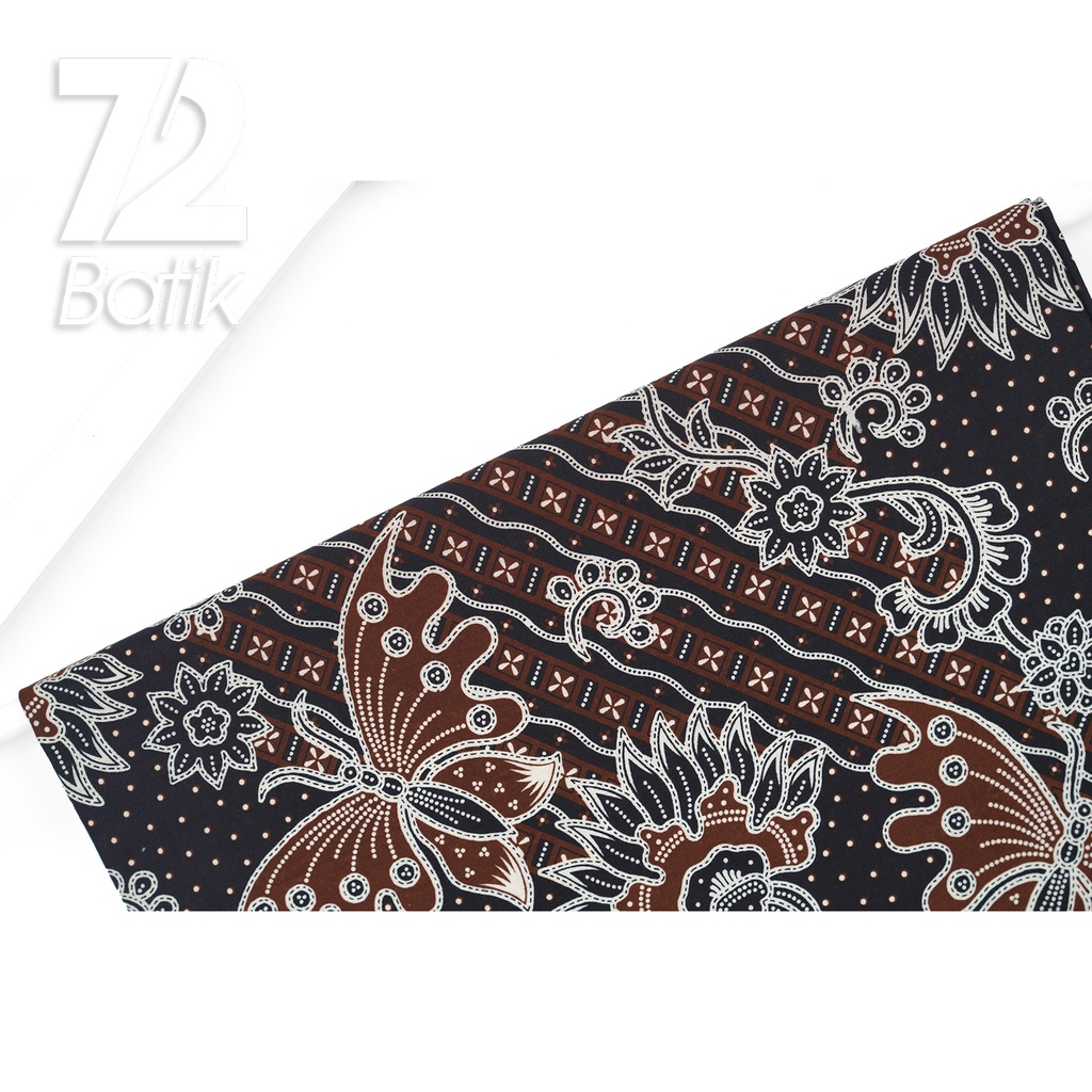 KAIN BATIK PREMIUM Bahan Katun Motif Kupu Warna Hitam Coklat Putih 723115 Cap 72IL Jarik Jarit Samping Kebat Panjang Batik Katun Modern Premium Bahan Seragam Batik Pernikahan Kantor Keluarga Murah Kamen Jadi Batik Bali Lembaran