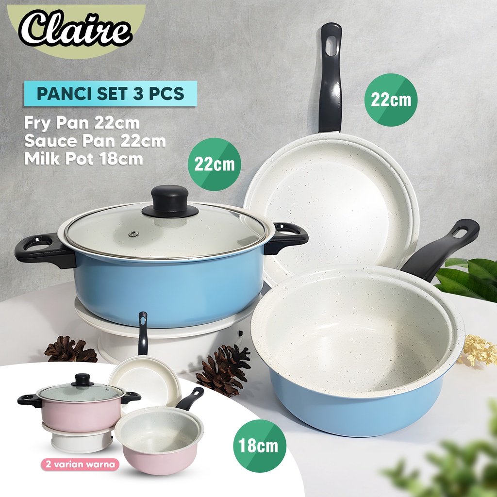 Panci Set 3 Pcs /  Fry pan / Sauce pan / Milk pot