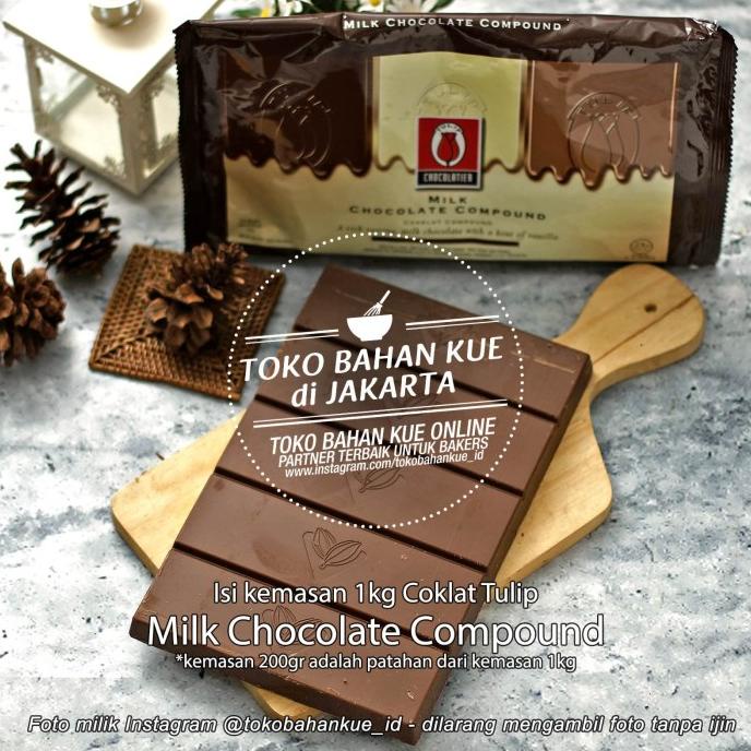 

Milk Chocolate Compound Coklat Tulip Batang Cokelat Tulip Cocoa 200gr