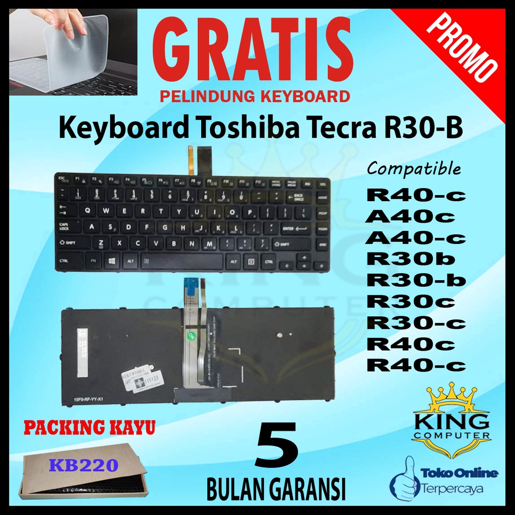 Keyboard TOSHIBA Tecra R40-c A40c A40-c R30b R30-b R30c R30-c R40c R40-c Backlight GRATIS PELINDUNG KEYBO