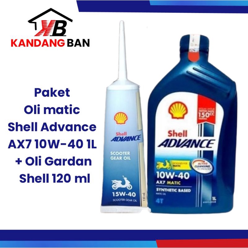 PAKET OLI SHELL ADVANCE AX7 MATIC 10W-40 1L + OLI GEAR SHELL, DI JAMIN ASLI, 100% ORIGINAL