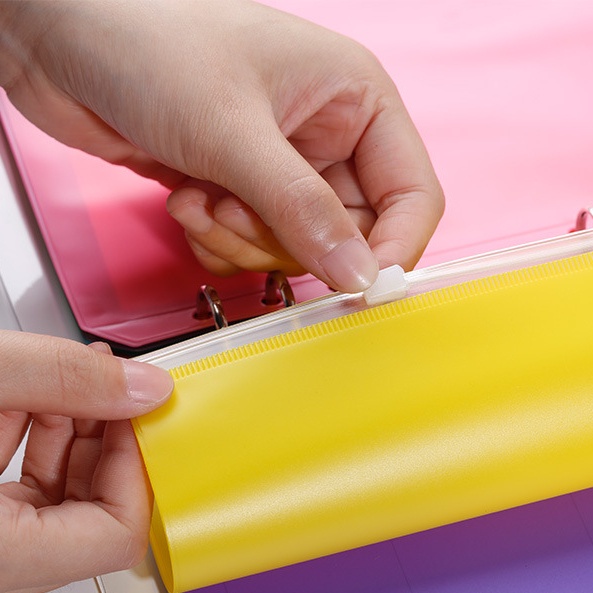 6/10pcs A6 Saku Zip Flipchart Binder Ritsleting Tas 6-cincin Lepas Tas PVC Folder Warna Persediaan Kantor Kantong Tahan Air