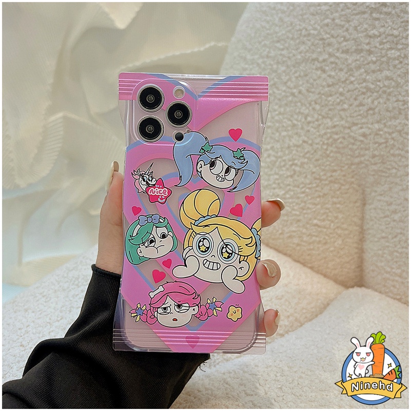 IPHONE Casing Kompatibel Untuk Iphone14 13 12 11 Pro Max X Xr Xs Max8 7 6 6s Plus Se2020 Candy Snack Bag Case Kartun Cinta Kecil Policewoman Phone Silicone Soft Case Cover Pelindung