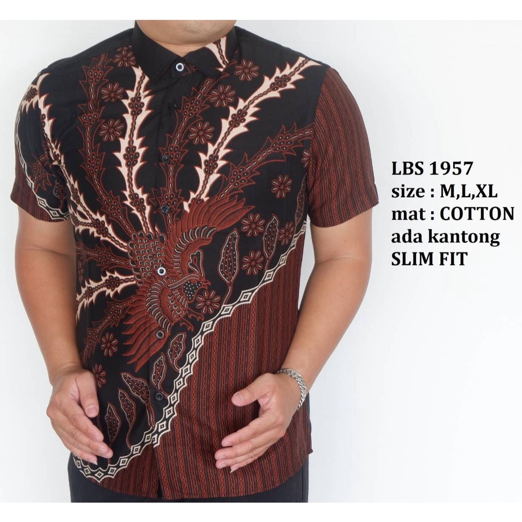 Baju Batik Pria Slimfit Kemeja Lengan Pendek Slim Fit LBS 1957