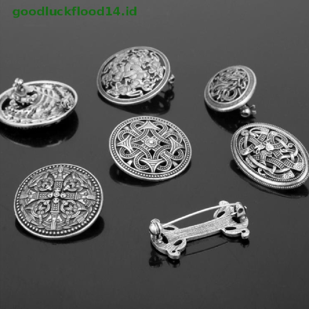 [GOOGFOUR] 1pc Viking Pertengahan Perisai Bros Pin Jubah Selendang Pin Celtic Norse Jewellery [Atas]