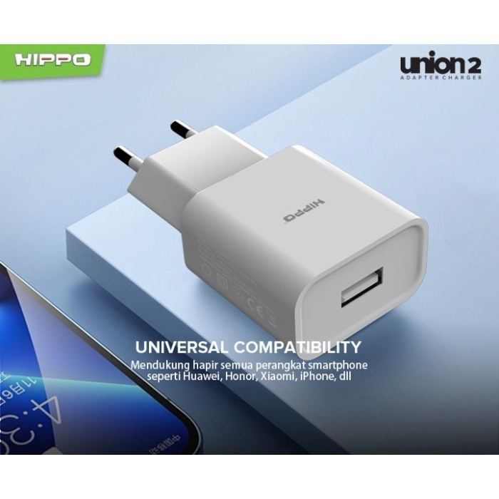 Hippo Adaptor Union 2 1A SDC USB Adapter Kepala Casan Colokan Charger Charging Rumah Type C Iphone Micro Travel Port Output USB A