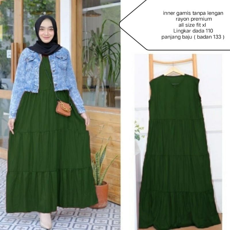 Inner Dress Susun // inner dress tanpa lengan XL XXL  // inner gamis // inner  // gamis maxi // bahan rayon