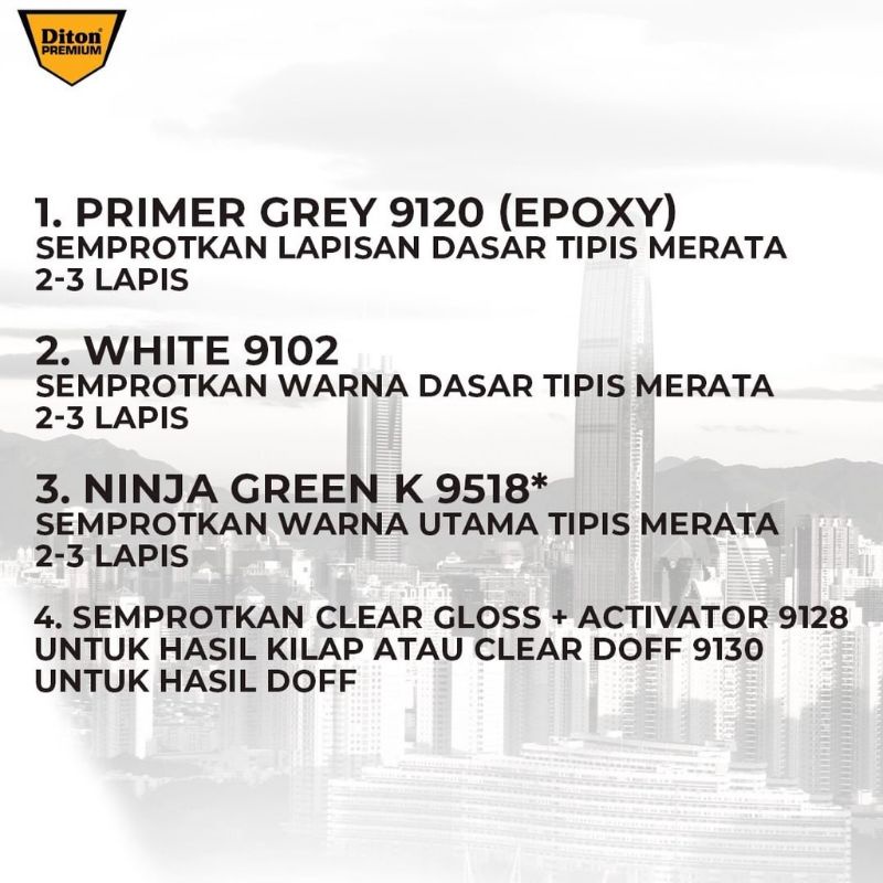 Pilok Pilox Cat semprot Diton Premium Ninja Green 9518 Hijau 400cc Tahan Bensin Cat Semprot Diton Premium Cepat Kering