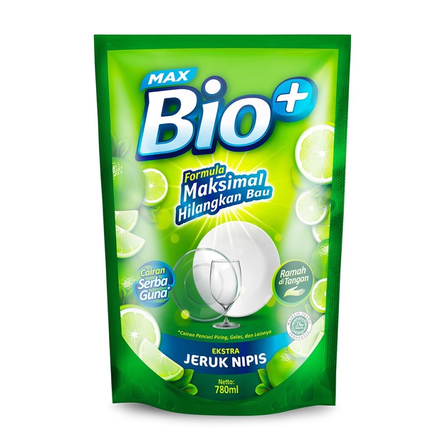 Max Bio + Dishwash Pouch Jeruk Nipis 780mL - Cairan Pencuci Piring