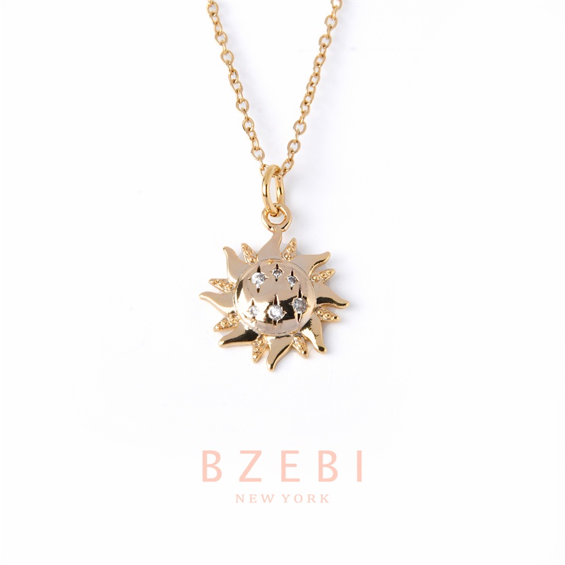 Bzebi Kalung Emas 18k, Kalung Baja Titanium, Kalung Liontin Berlian, Anti Karat, Aksesoris Fashion Wanita, Perhiasan Gaya Korea, Hadiah Ulang Tahun Dengan Box Eksklusif 852n