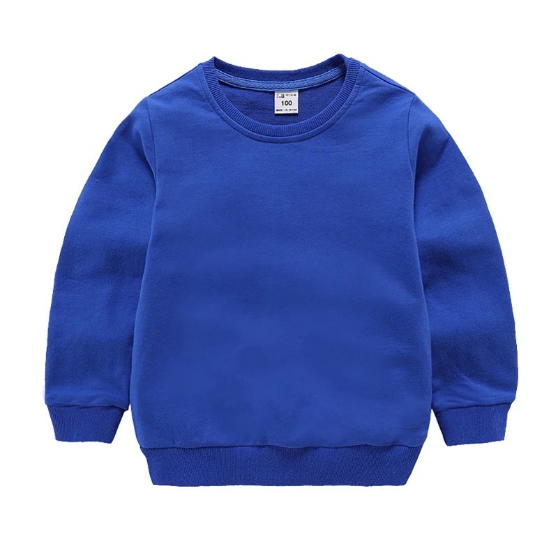 Sweater Basic Polos Untuk Anak Laki laki &amp; Perempuan Bahan Fleece Sz M-Xl (Usia 2-10 th )