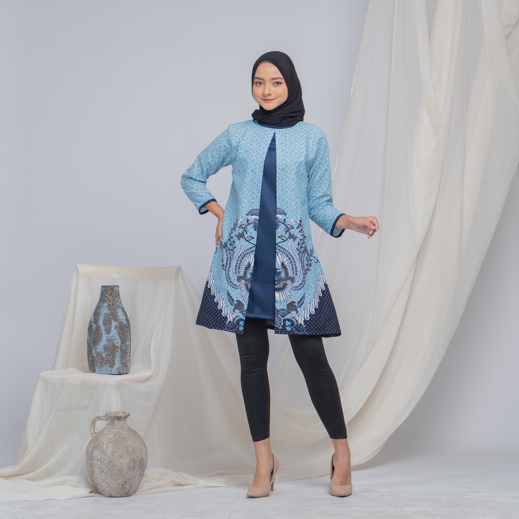 TUNIK KASYAIRA | BAJU BATIK WANITA MODERN MONALISA SIZE M L XL  | BAJU KERJA MUSLIMAH TRENDY - LANGITJUA BATIK SOLO