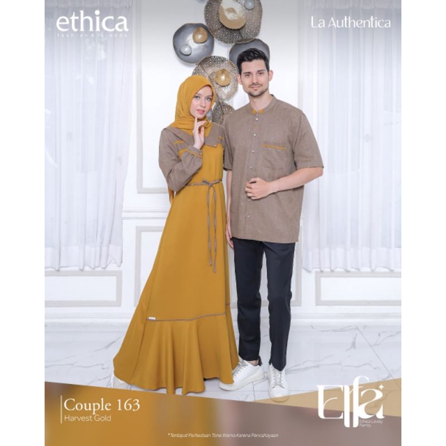 Ethica Couple 163 Harvest Gold Ayumi 358 Harvest Gold Kahfi 252 Harvest Gold Baju Muslim Gamis Couple Series Terbaru Lebaran 2023