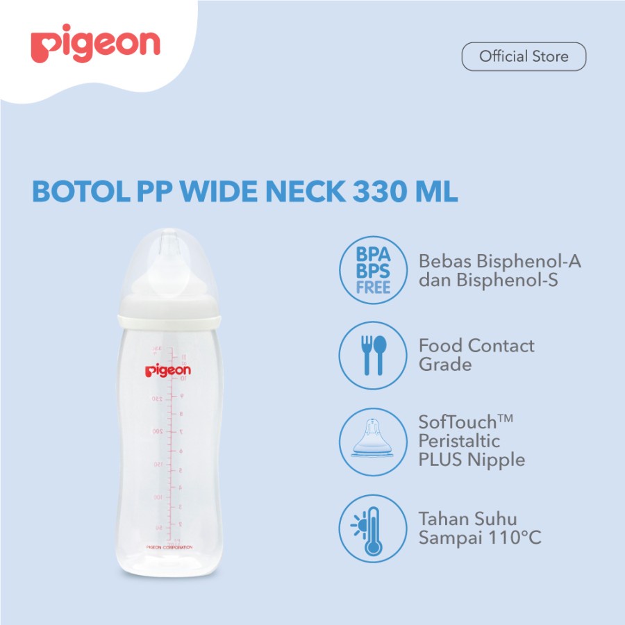 Makassar! Bottle / Botol Susu Pigeon Wide Neck SofTouch PP 330 ML