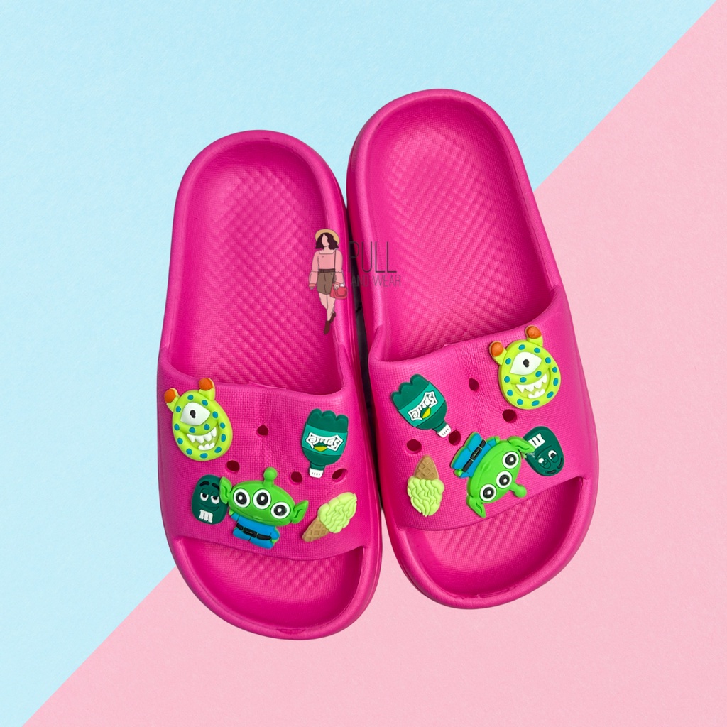 Sandal Crocz Let Bakpao Kodok Anak Cewek Baim Fuji Mainan Jibbitz Minmie Toy Story Platform Tebal Super Ringan Cute Pretty