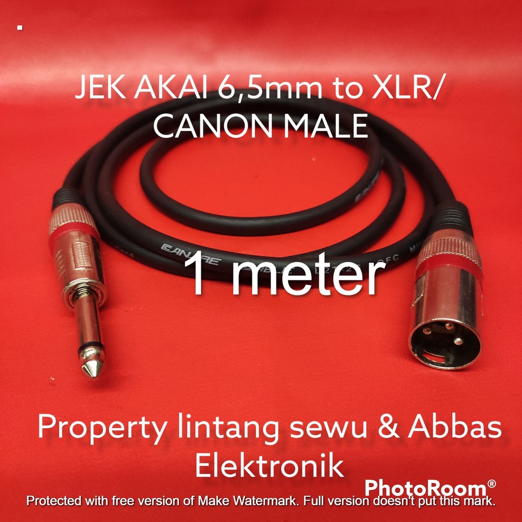 KABEL MIC JEK AKAI 6.5MM TO XLR CANON MALE 1 METER