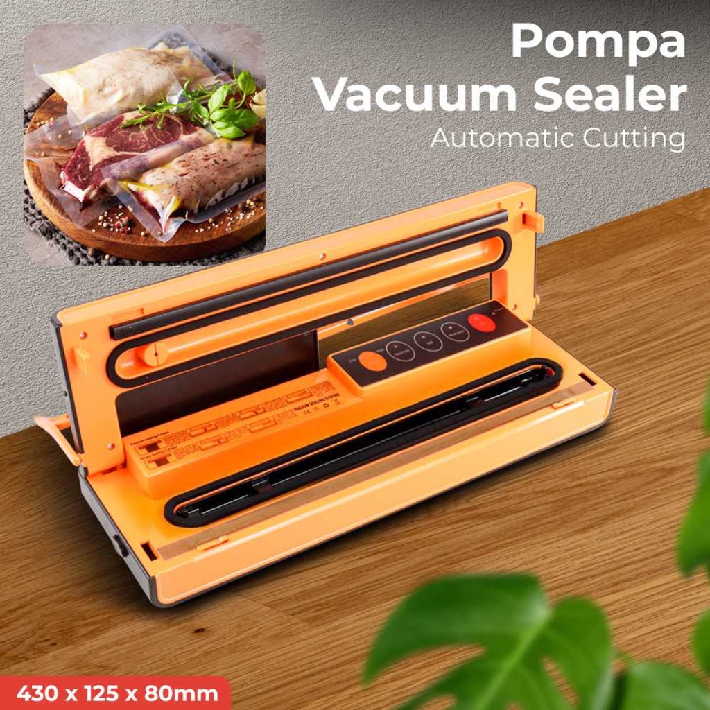 Sealer Makanan Pompa Vacuum Kedap Udara Automatic Cutting 150Watt