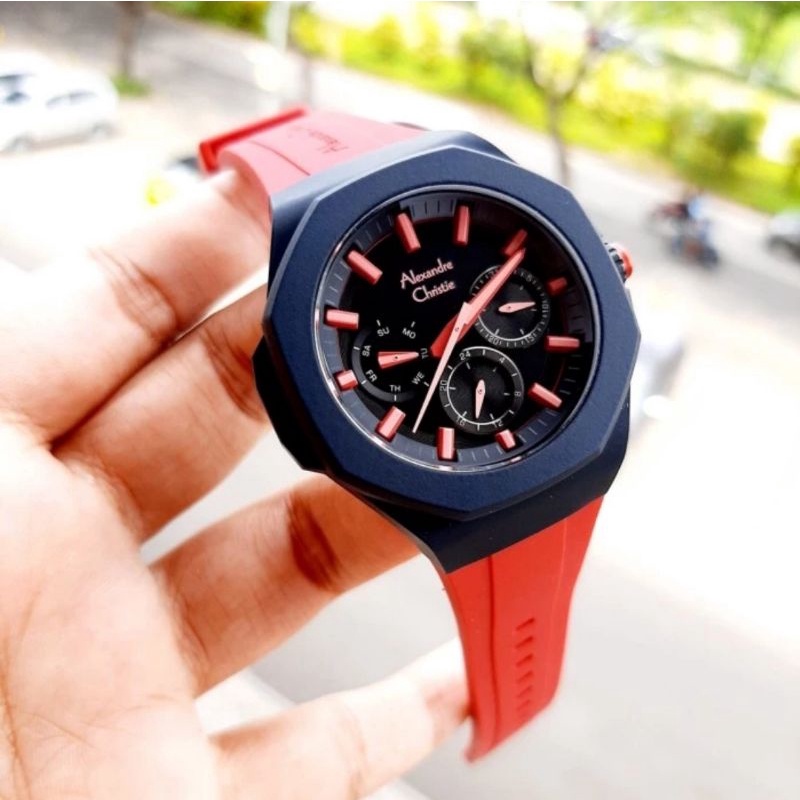 jam tangan wanita original ALEXANDRE CHRISTIE AC6590BF RUBBER STRAP