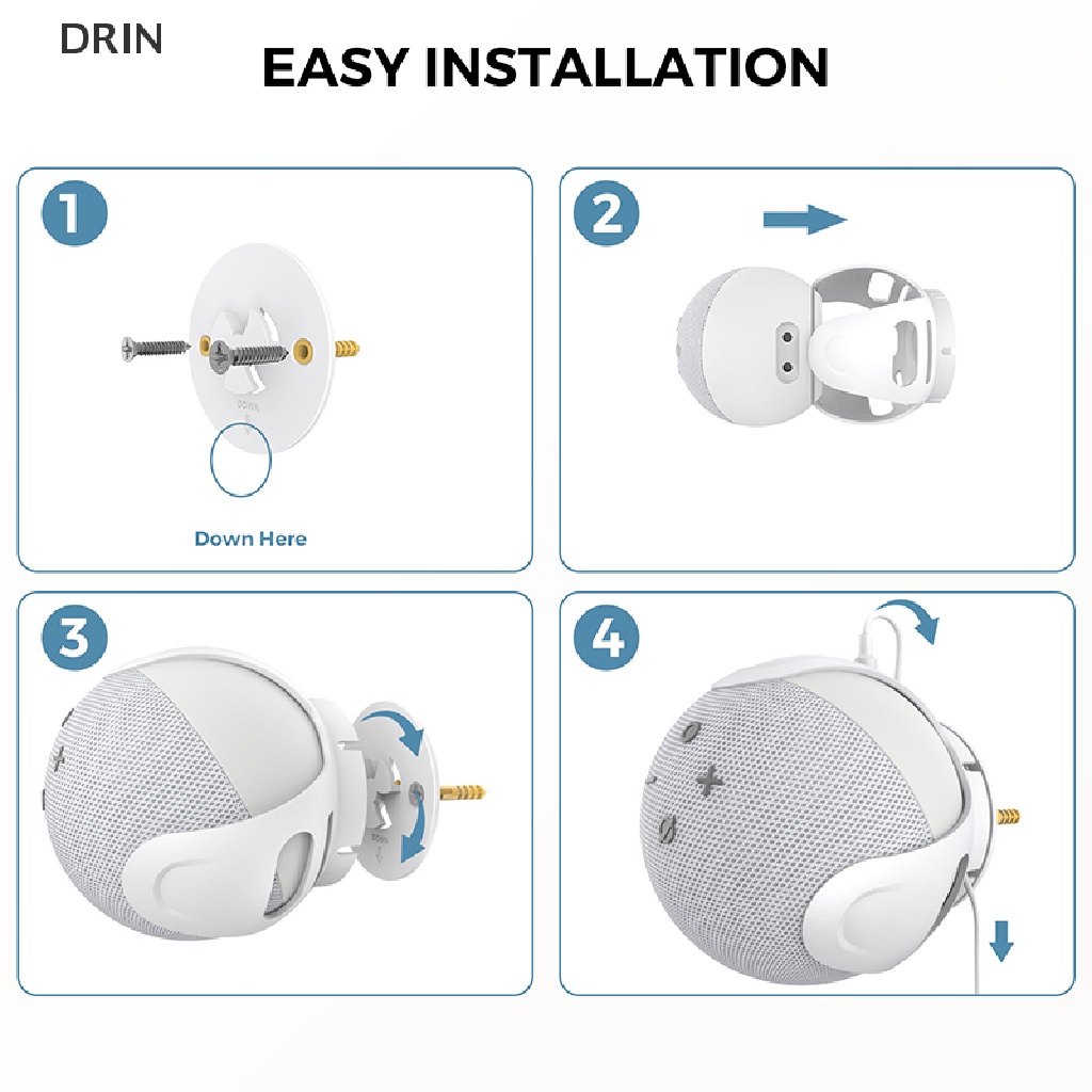 Dr Speaker Penyimpanan Tempel Dinding Bahan Plastik ABS Fall Proof Support Management Storage Hanger Untuk Echo Dot 4th Gen Stand vn