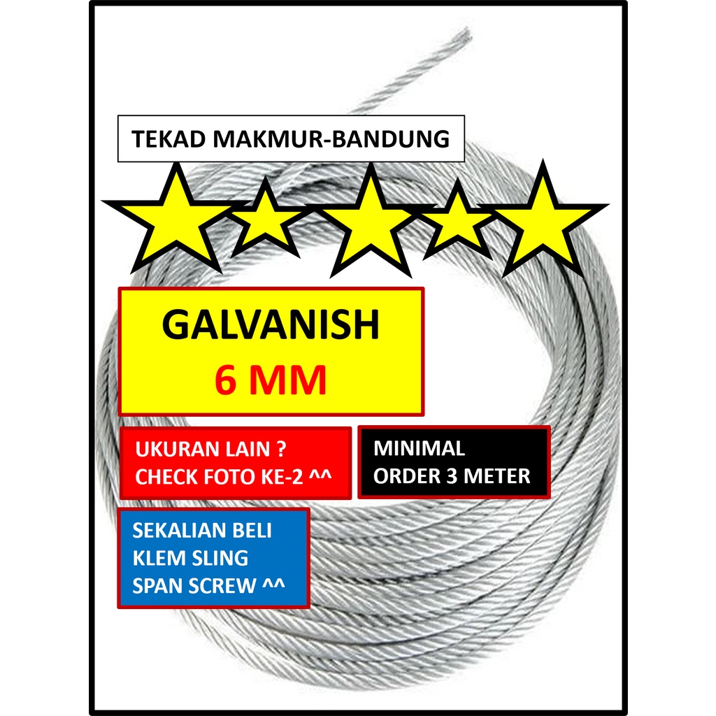 Sling Galvanish 6 mm - Kawat Kabel Wire Rope Seling