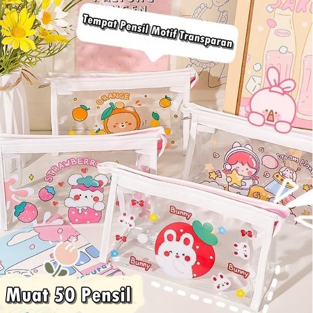 

Kotak Tempat Pensil Karakter Transparan Tas Kosmetik Makeup PC0012