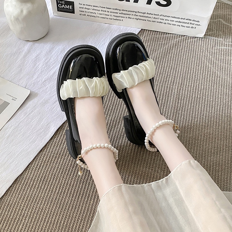 FD Mary Jane Shoes Sepatu Docmart Wanita Pearl Spatu Flat Korean Style KI-052