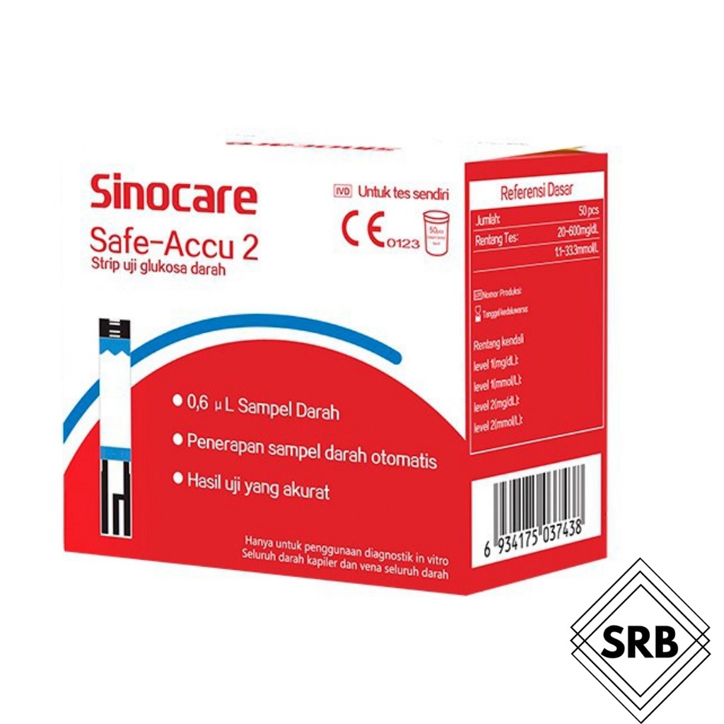 Sinocare Safe-Accu 2 Strip Uji Gula Darah (50/25 Strip)