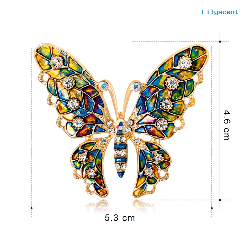 [LS] Kupu-kupu Berlian Imitasi Warna-Warni Logam Lapel Bros Pin Fashion Perhiasan Wanita Hadiah