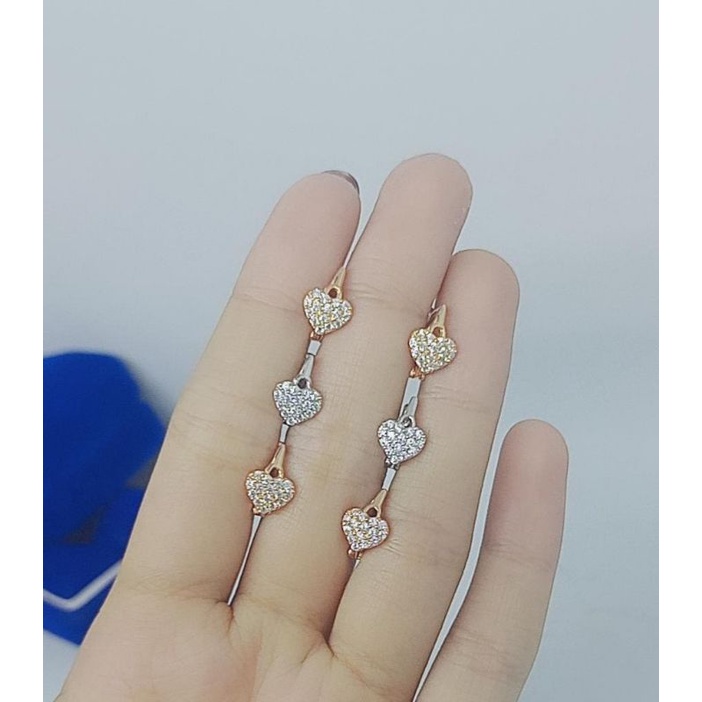 anting jepit dewasa model love mp / anting perak asli silver 925 lapis emas/ anting fashion wanita terbaru