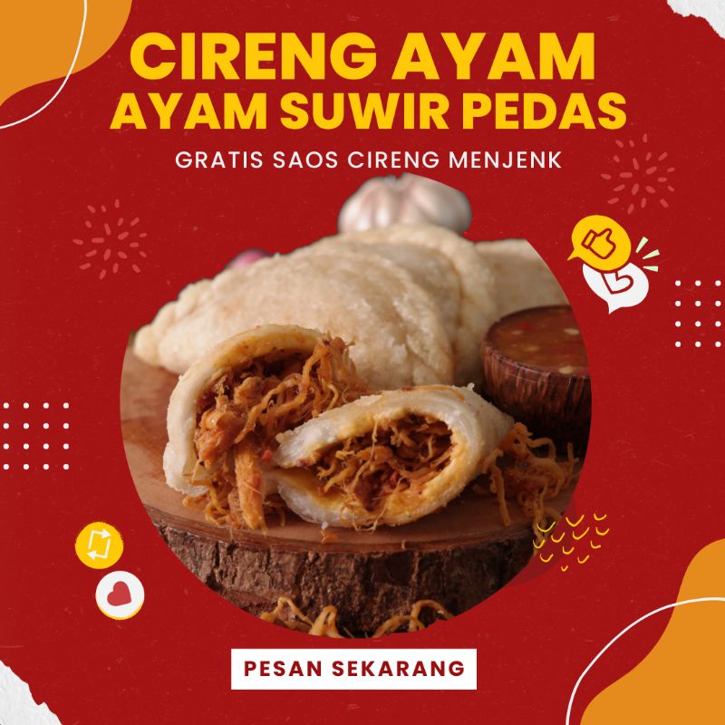 Cireng Ayam Suwir Pedas Isi 4 Jumbo BEST SELLER ‼️|| Non Msg / Pengawet || Home Made || Termurah || Open Reseller || Cireng Ayam | Cireng Rujak | Cireng Petis Madura | Ayam Pedas | Banyuwangi | Surabaya