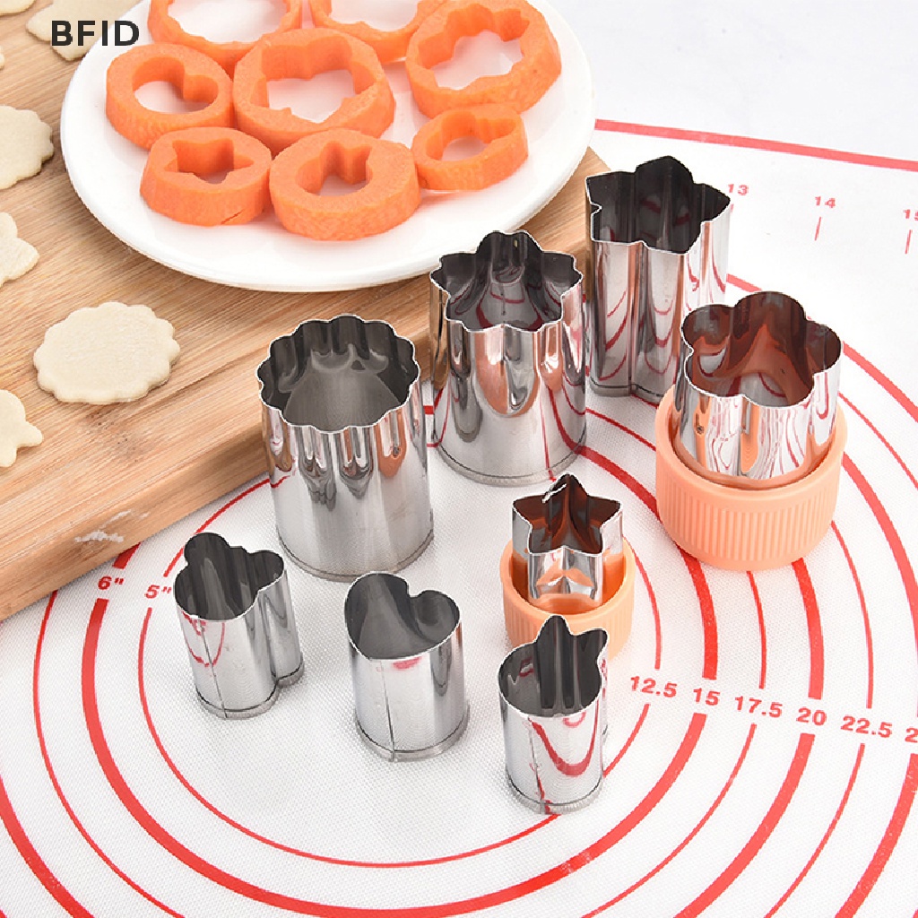 [BFID] 8pcs/set Pemotong Sayuran Buah Gagang Plastik Portable Alat Masak Stainless Steel Fruit Cutg Die Gadget Dapur [ID]