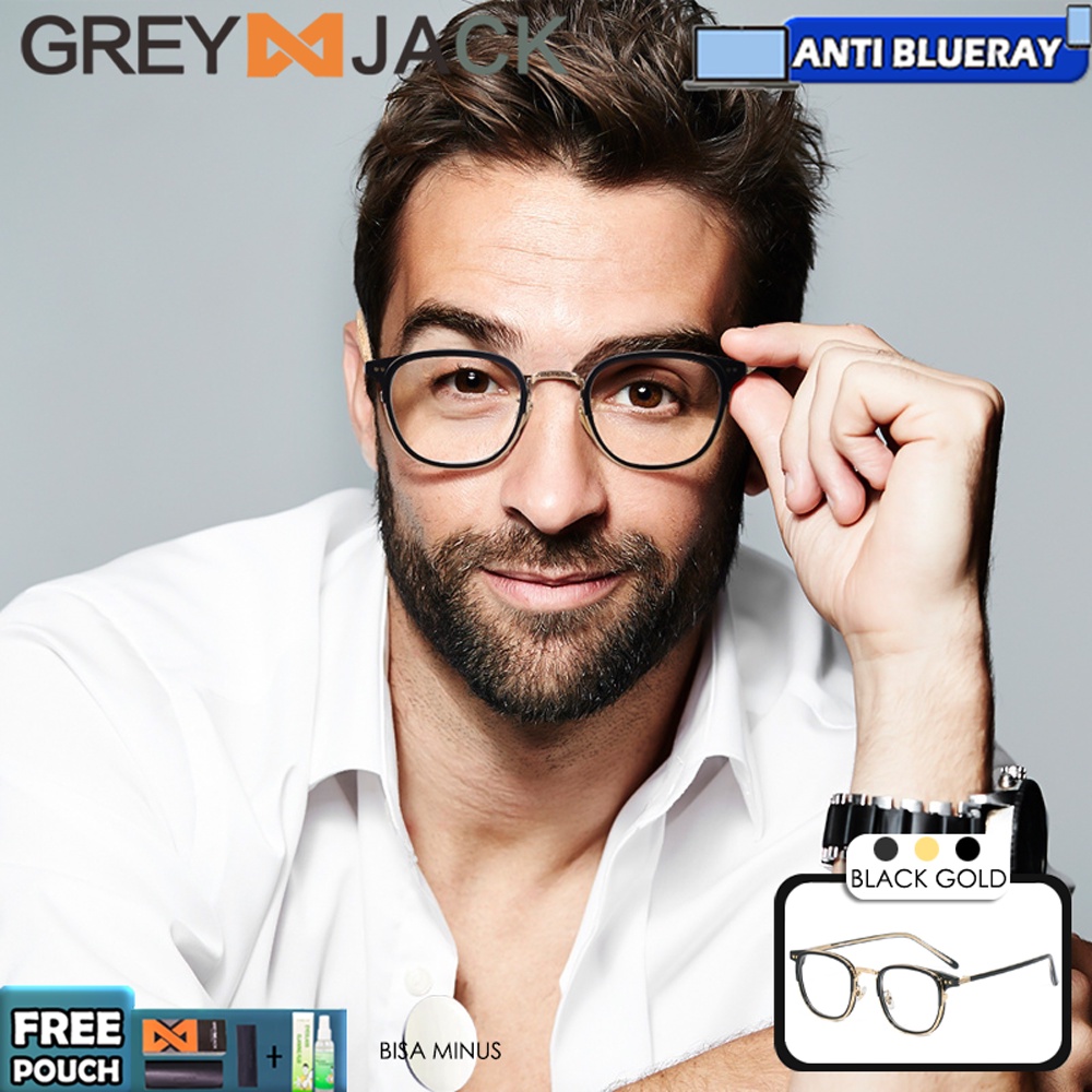 Grey Jack Kacamata Antiradiasi Blueray Acetate Kotak Vintage Keren Bisa Minus Antiradiasi Blueray Photocromic Bluecromic Ringan Stylish  9056